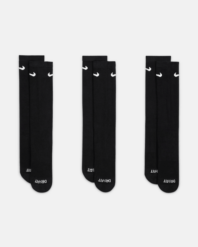 Nike Everyday Plus Cush Crew Siyah Stil Çorap (3 Çift)